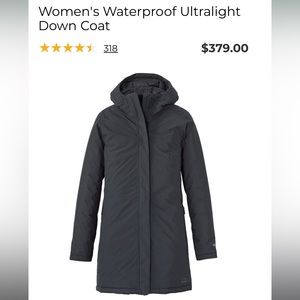 LL Bean Waterproof Ultralight Down Coat Jacket black plus size 1X new with tags